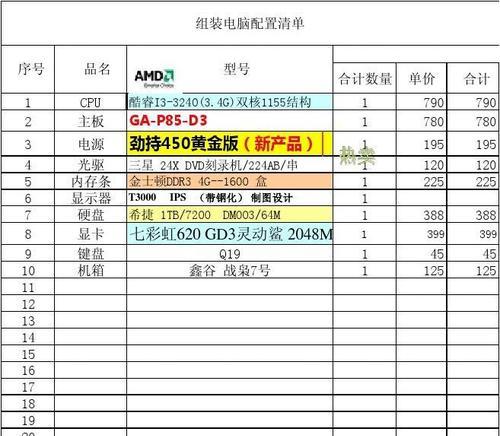 如何选择适合自己的台式电脑组装配置清单（从零开始，轻松组装你的梦幻电脑）